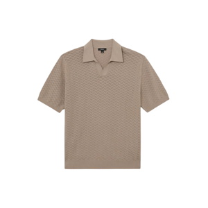 REISS Sol Textured-Knit Open-Collar Polo Shirt